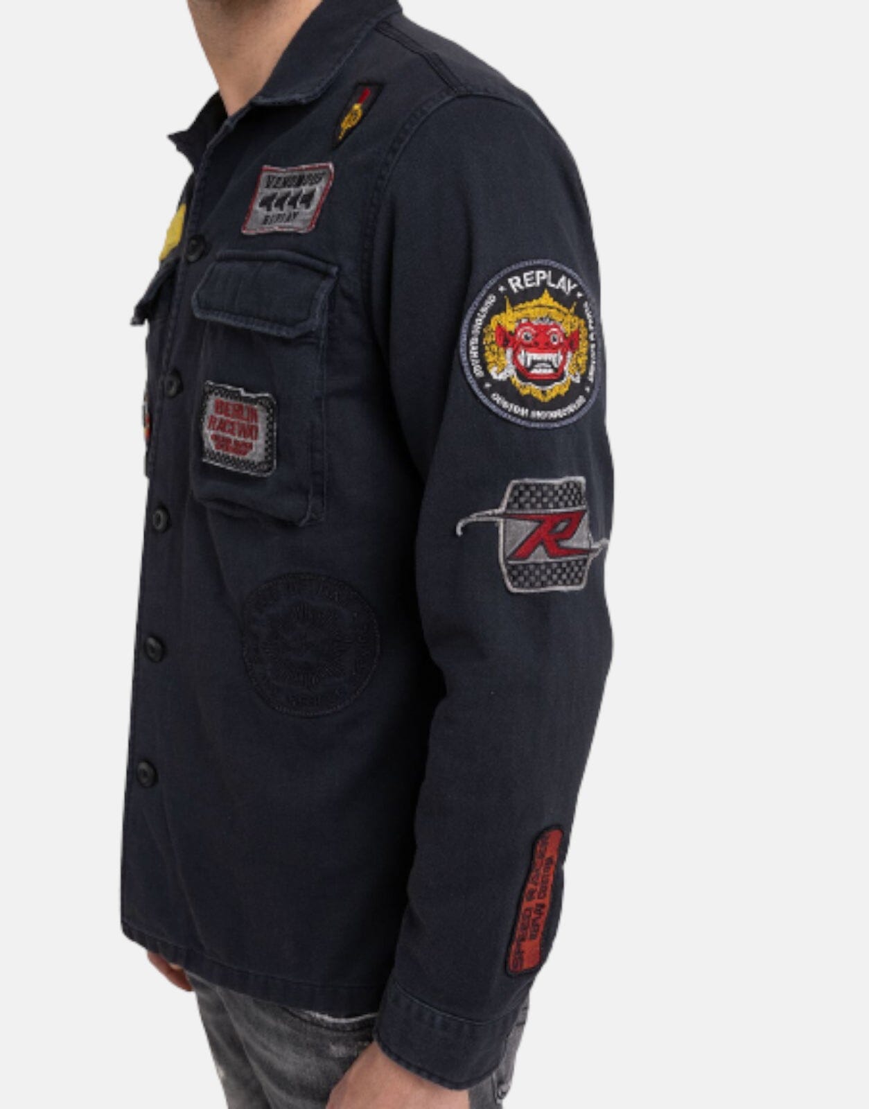 Replay Multi Badge Hell On Wheels Black Jacket - Subwear